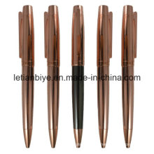 Bolígrafo de cobre rosa con forma de pluma de metal (LT-D007)